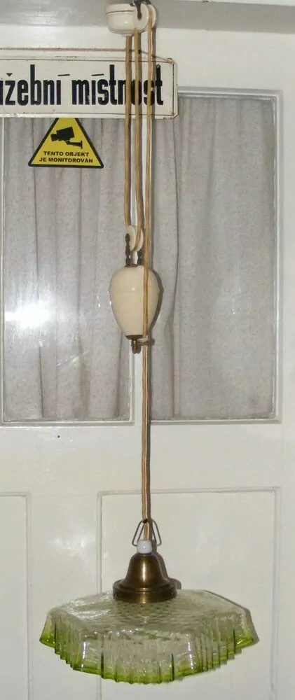STAROŽITNÝ STAHOVACÍ LUSTR STÍNÍTKO STAHOVAČKA 31 CM