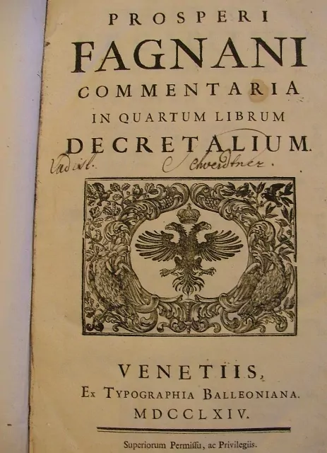 PROSPERI FAGNANI COMMEN, DECRETALIUM R. 1764