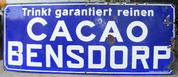 PLECHOVÁ SMALTOVÁ CEDULE CACAO BENSDORP