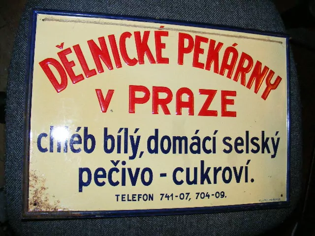 PLECHOVÁ CEDULE DĚLNICKÉ PEKÁRNY