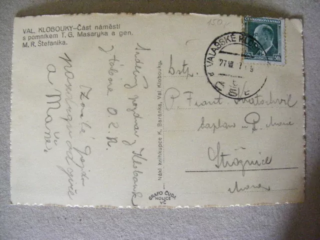 Valašské Klobouky- pomník T.G. Masaryka a gen. M.R. Štefanika.