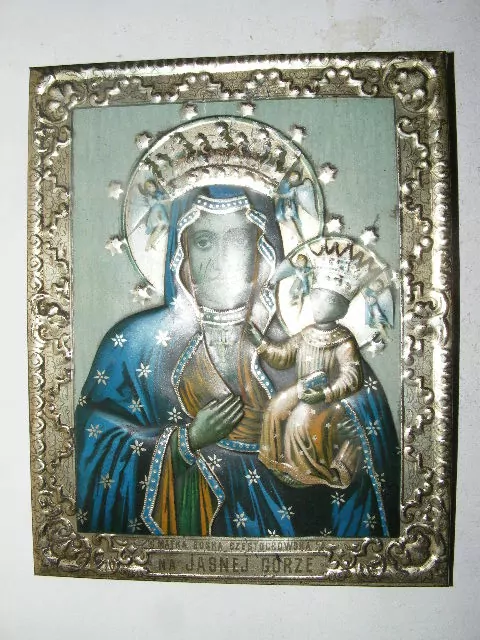 IKONA MADONA S JEŽÍŠKEM STŘÍBRO CCA 22X18 CM
