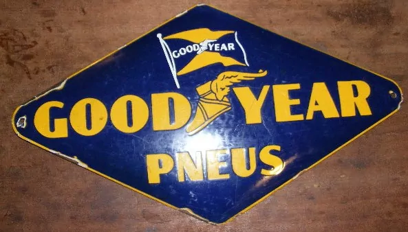 PLECHOVÁ SMALTOVÁ CEDULE GOODYEAR PNEUS