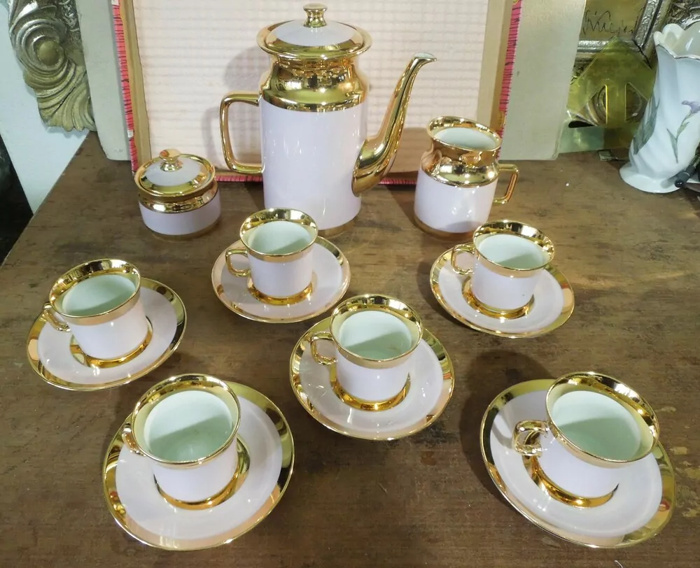 KÁVOVÁ MOKA SOUPRAVA RŮŽOVÁ ČESKÝ PORCELÁN