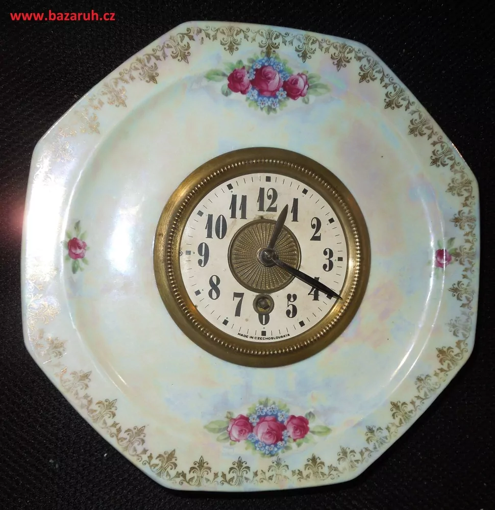 STAROŽITNOST HODINY KUCHYŇSKÉ PORCELÁNKY , PORCELÁNOVÉ NA ZEĎ RŮŽE