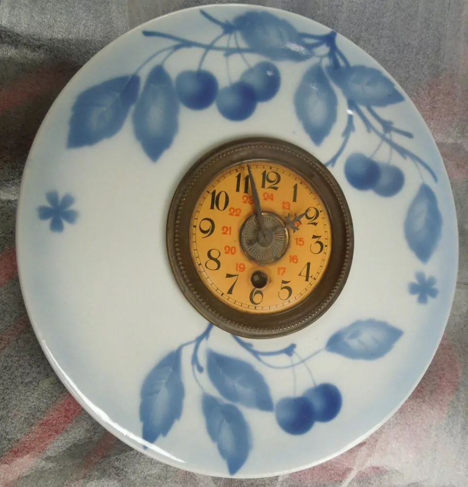 STAROŽITNOST HODINY KUCHYŇSKÉ PORCELÁNKY TEPLICE MODRÉ TŘEŠNĚ 