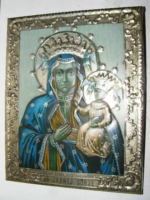 IKONA MADONA S JEŽÍŠKEM STŘÍBRO CCA 22X18 CM