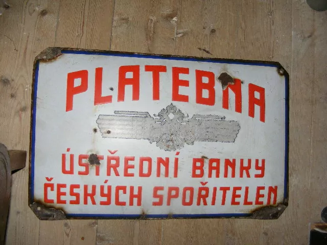 PLATEBNA SMALTOVÁ PLECHOVÁ CEDULE RU