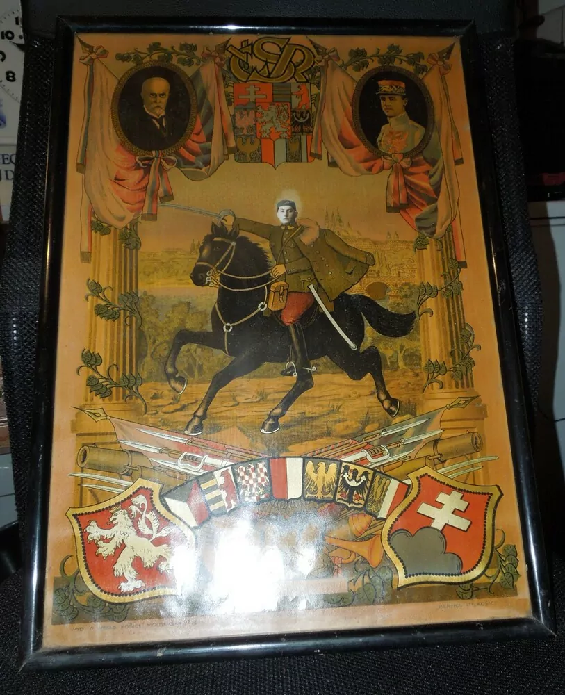 OBRAZ MASARYK & ŠTEFÁNIK ČSR STARÁ LITOGRAFIE