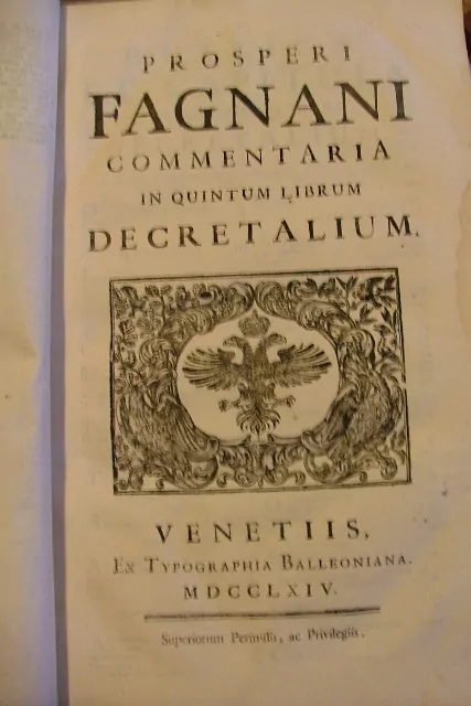 PROSPERI FAGNANI COMMEN, DECRETALIUM R. 1764