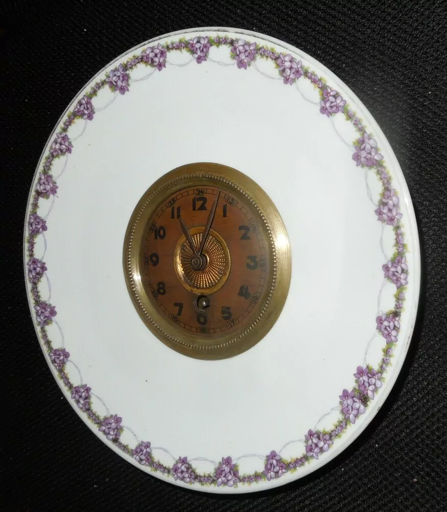 HODINY PORCELÁNOVÉ NÁSTĚNNÉ FIALKY