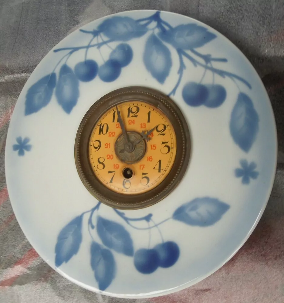 STAROŽITNOST HODINY KUCHYŇSKÉ PORCELÁNKY TEPLICE MODRÉ TŘEŠNĚ 