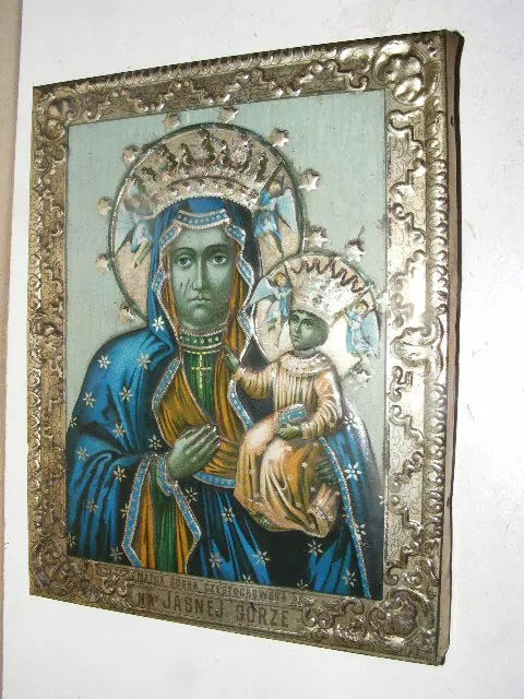 IKONA MADONA S JEŽÍŠKEM STŘÍBRO CCA 22X18 CM