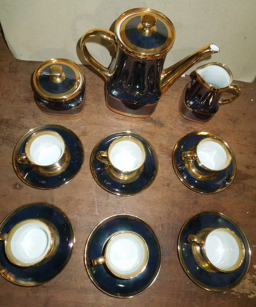 KÁVOVÁ  SOUPRAVA TMAVĚ MODRÁ ČESKÝ PORCELÁN