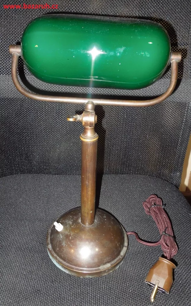 STAROŽITNÁ STOLNÍ LAMPA BANKOVNÍ ELEKTRICKÁ BANKÉŘKA