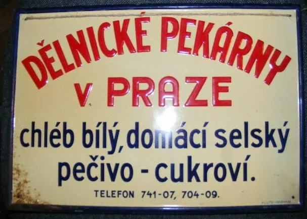 PLECHOVÁ CEDULE DĚLNICKÉ PEKÁRNY
