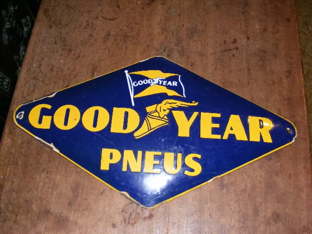 PLECHOVÁ SMALTOVÁ CEDULE GOODYEAR PNEUS
