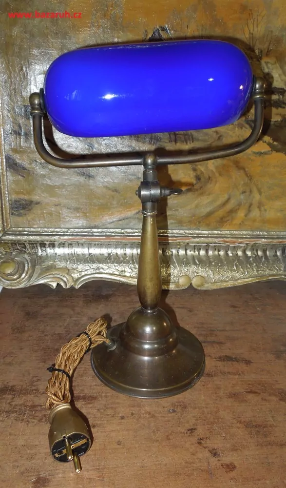 STAROŽITNÁ STOLNÍ LAMPA ELEKTRICKÁ BANKÉŘKA
