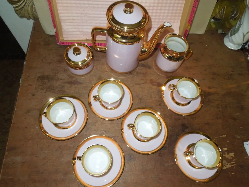 KÁVOVÁ MOKA SOUPRAVA RŮŽOVÁ ČESKÝ PORCELÁN