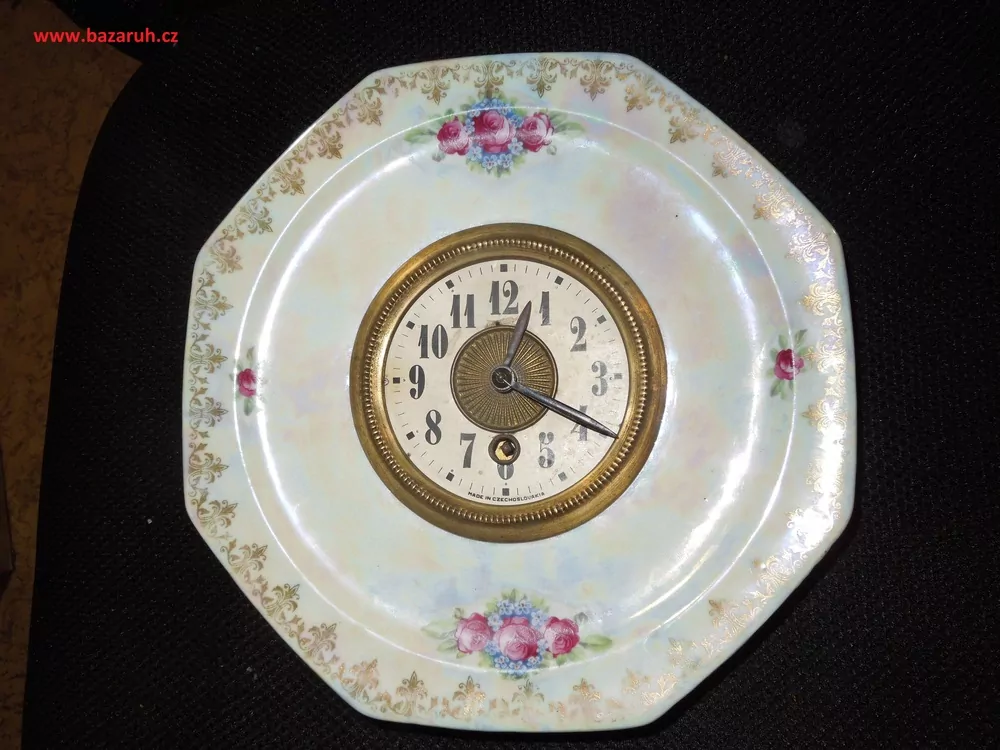 STAROŽITNOST HODINY KUCHYŇSKÉ PORCELÁNKY , PORCELÁNOVÉ NA ZEĎ RŮŽE