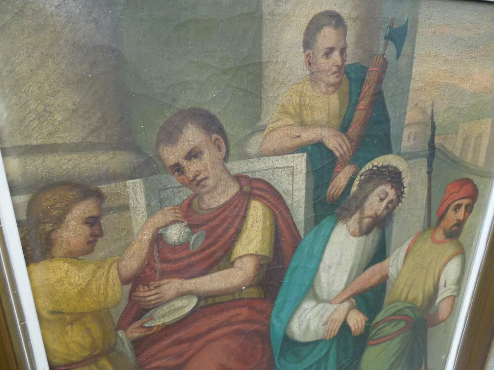 OBRAZ PŘÍBĚH JEŽÍŠ POSLEDNÍ VEČEŘE, PILÁT SI MYJE RUCE