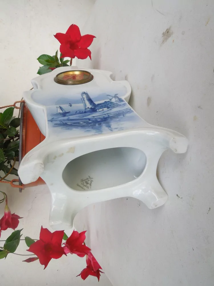 STAROŽITNÉ KRBOVÉ , STOLNÍ PORCELÁNOVÉ HODINY TEPLICE MOTIV MLÝNY