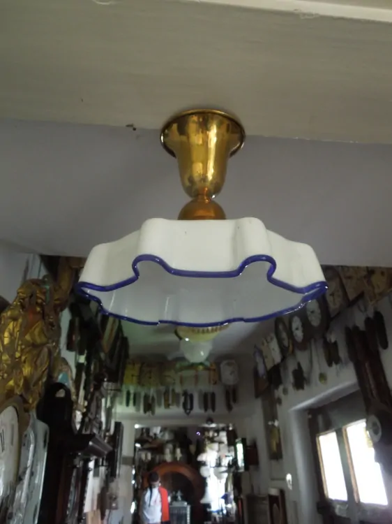 STROPNICE STARÝ LUSTR STÍNÍTKO ŠIRM MODRÝ LEM