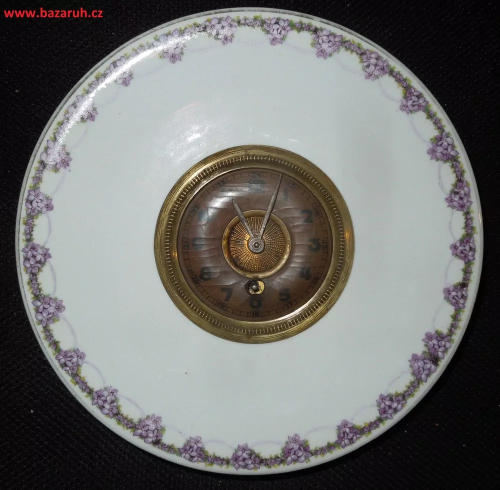 HODINY PORCELÁNOVÉ NÁSTĚNNÉ FIALKY