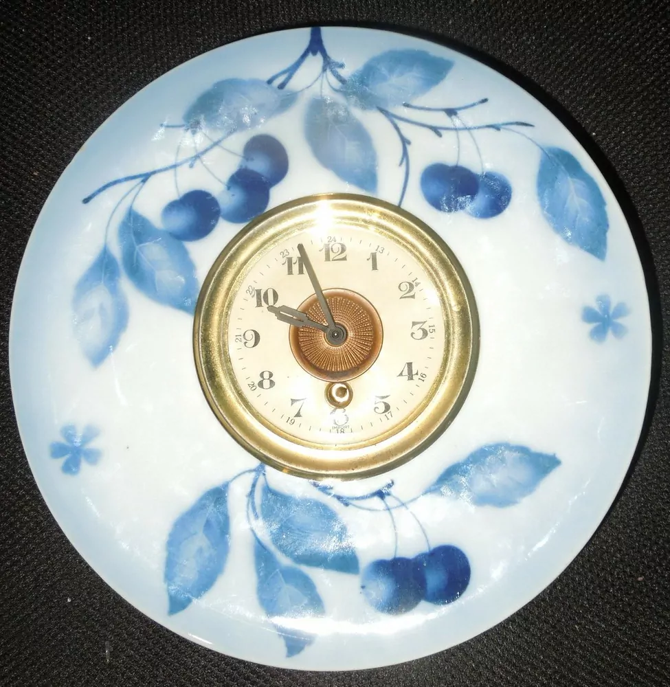 HODINY PORCELÁNOVÉ KUCHYŇSKÉ PORCELÁNKY MODRÉ TŘEŠNĚ TEPLICE