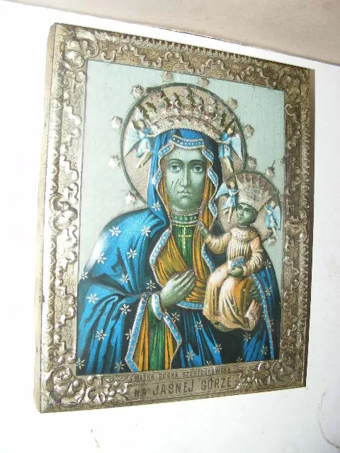 IKONA MADONA S JEŽÍŠKEM STŘÍBRO CCA 22X18 CM