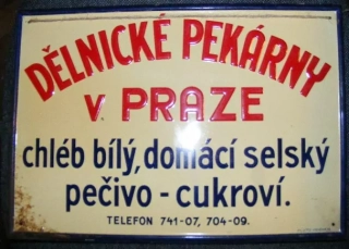 PLECHOVÁ CEDULE DĚLNICKÉ PEKÁRNY