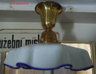 STROPNICE STARÝ LUSTR STÍNÍTKO ŠIRM MODRÝ LEM