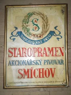 PLECHOVÁ CEDULE PIVOVAR STAROPRAMEN SMÍCHOV